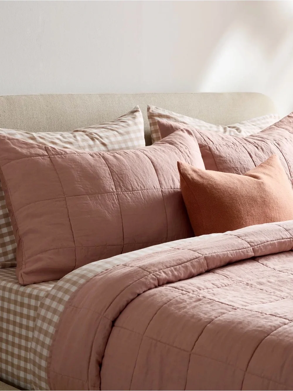Quince Dusty Mauve Lightweight Box Quilted Sham Set – Standard/Queen 20x26”